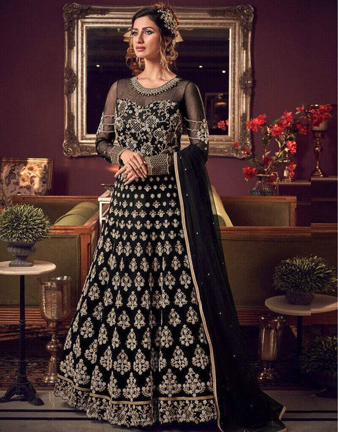 Black Premium Net Chudidar Anarkali