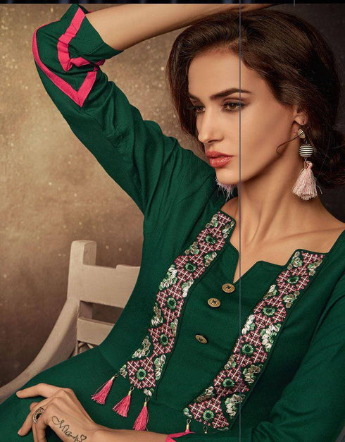 Green Heavy Rayon Na Kurti