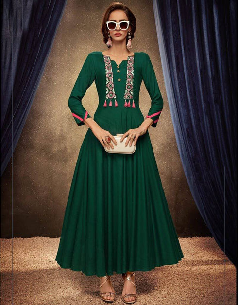Green Heavy Rayon Na Kurti