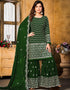Palm Green Faux Georgette Sharara Suit Closure View