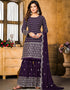 Very Dark Purple Faux Georgette Sharara Suit