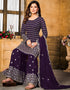 Very Dark Purple Faux Georgette Sharara Suit Salwar Kameez