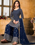 Nile Blue Faux Georgette Sharara Suit Salwar Kameez