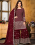 Maroon Oak Faux Georgette Sharara Suit