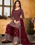 Maroon Oak Faux Georgette Sharara Suit Back View