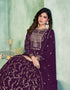 Dark Purple Faux Georgette Pant Straight Salwar Kameez