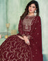 Wine Berry Faux Georgette Pant Straight Salwar Kameez