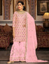Designer Party Wear Readymade Salwar Suit Pink Heavy Faux Georgette Sharara Suit Front View