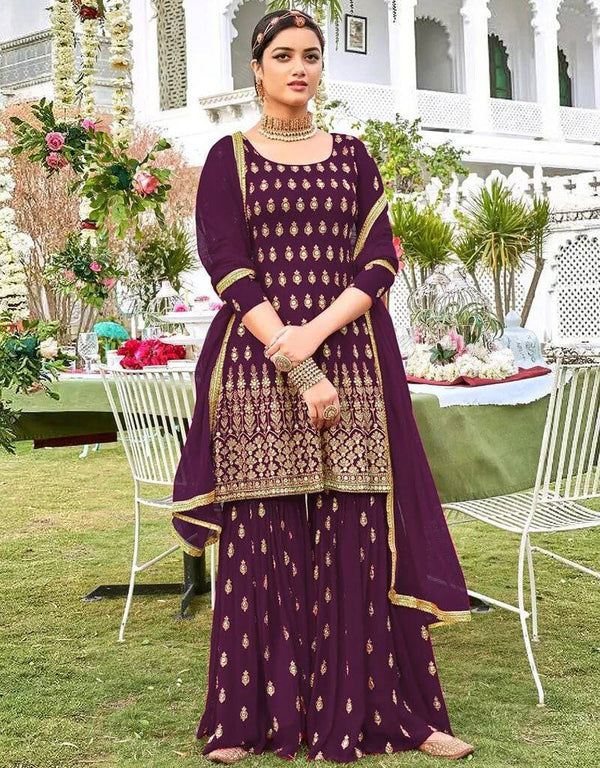 Purple Palazzo style Dress Viscose Georgette