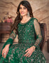 Dark Spring Green Net Pant Anarkali Closure View