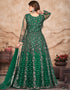 Dark Spring Green Net Pant Anarkali Back View