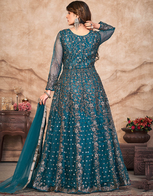 Hippie Blue Net Pant Anarkali Back View