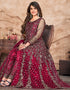 Bright Maroon Net Pant Anarkali
