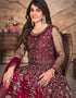 Bright Maroon Net Pant Anarkali Closure View