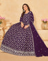 Traditional Party Wear Faux Georgette Salwar Suit Wine Berry Faux Georgette Pant Anarkali Back View