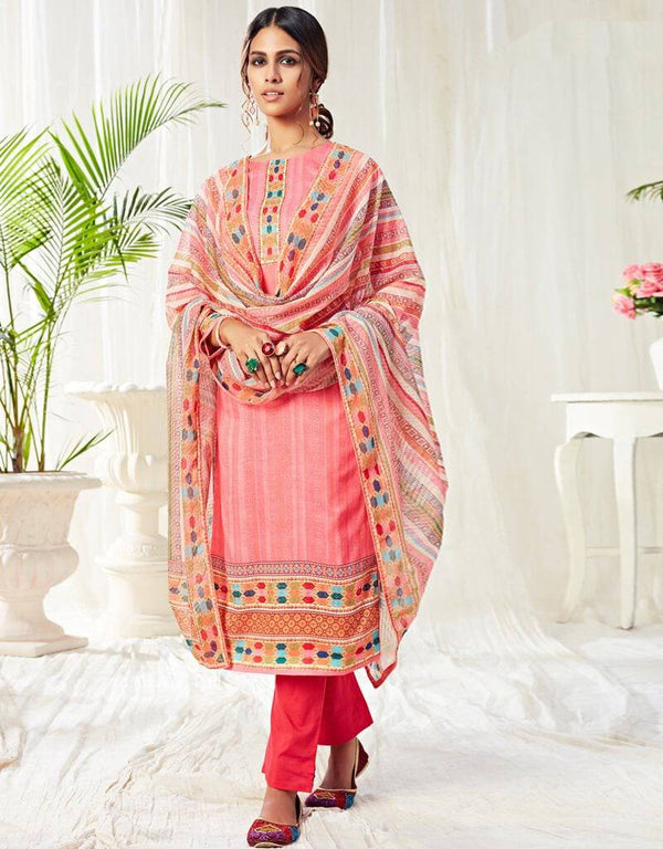 Cotton Peach Straight Suit Pant Bottom