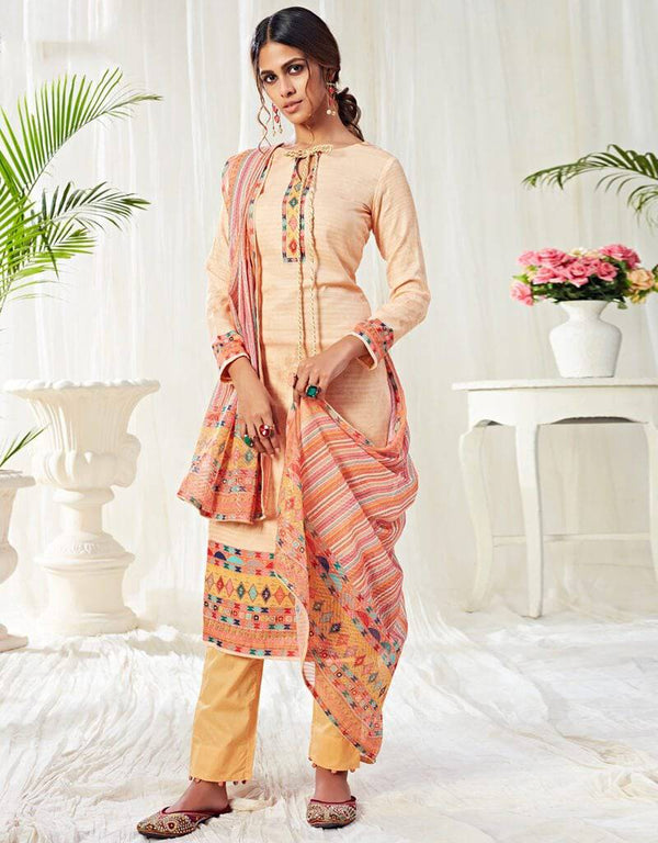 Cotton Cream Straight Suit Pant Bottom