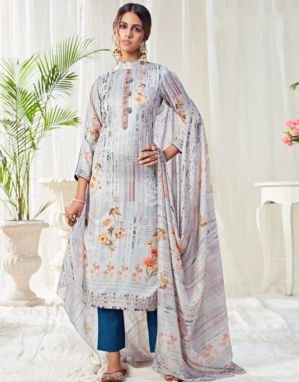 Cotton Grey Straight Suit Pant Bottom