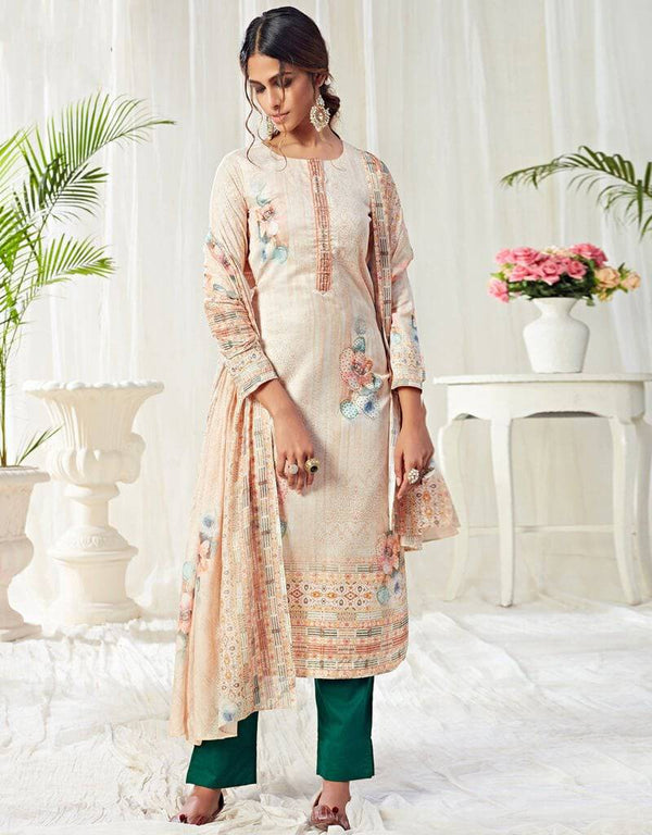 Cotton Cream Straight Suit Pant Bottom