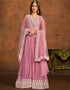 fashionable muted pink faux georgette heavy designer wedding wear salwar suit with muted pink faux georgette df-26-20261 Front View