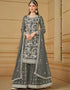 stylish smokey grey faux georgette heavy designer wedding wear salwar suit with smokey grey faux georgette df-29-10291 Close-up View