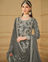 stylish smokey grey faux georgette heavy designer wedding wear salwar suit with smokey grey faux georgette df-29-10291 Back View