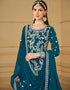 trendy sherpa blue faux georgette heavy designer wedding wear salwar suit with sherpa blue faux georgette df-29-10293 Back View