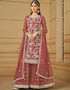 elegant rust faux georgette heavy designer wedding wear salwar suit with rust faux georgette df-29-10294 Front View