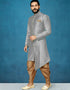 Gray Kurta Dhupion Art Silk Dhoti