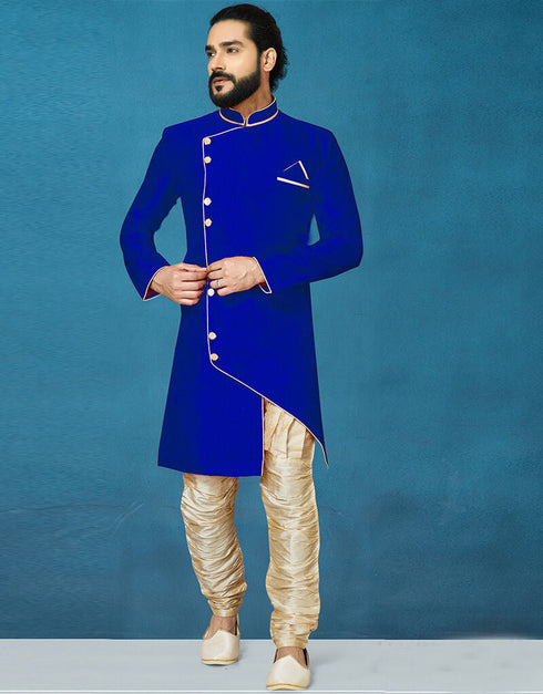 Royal Blue Kurta Dhupion Art Silk Breaches Pant