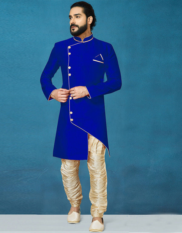 Royal Blue Kurta Dhupion Art Silk Breaches Pant