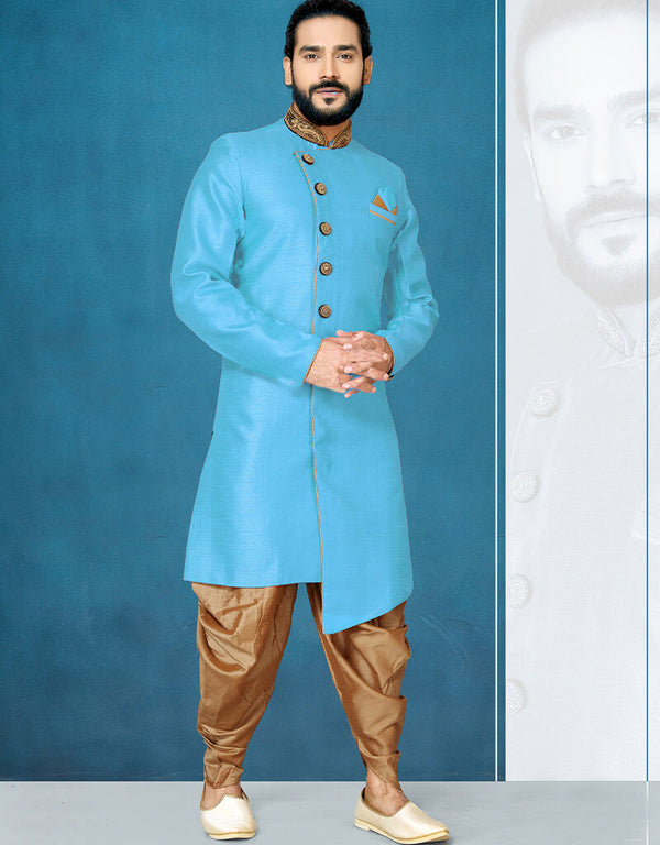 Sky Blue Kurta Dhupion Art Silk Dhoti