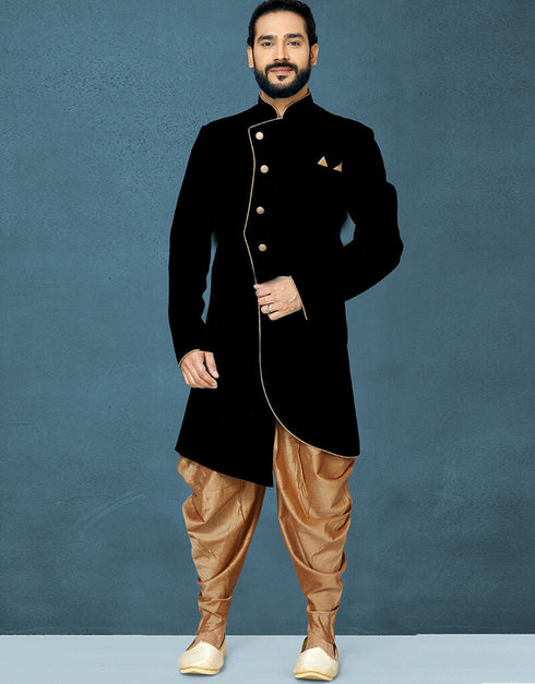 Black Kurta Dhupion Art Silk Dhoti