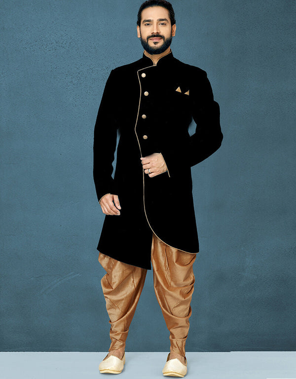 Black Kurta Dhupion Art Silk Dhoti