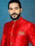 Red Kurta Dhupion Art Silk Dhoti Closure View
