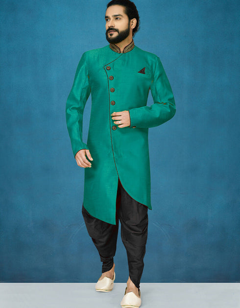 Rama Green Kurta Dhupion Art Silk Dhoti