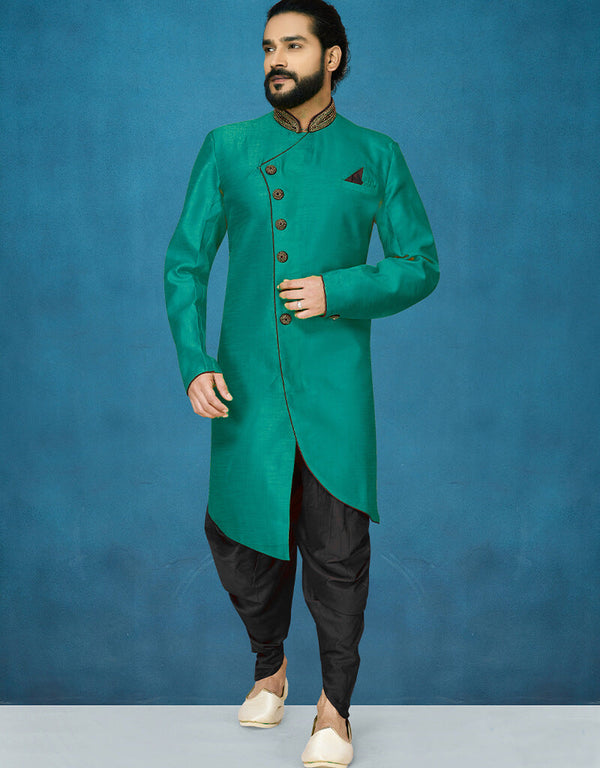 Rama Green Kurta Dhupion Art Silk Dhoti