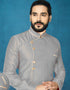 Gray Kurta Dhupion Art Silk Breaches Pant Closure View