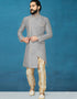 Gray Kurta Dhupion Art Silk Breaches Pant