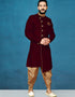 Maroon Kurta Dhupion Art Silk Dhoti