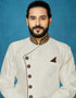 Off White Kurta Dhupion Art Silk Dhoti Closure View