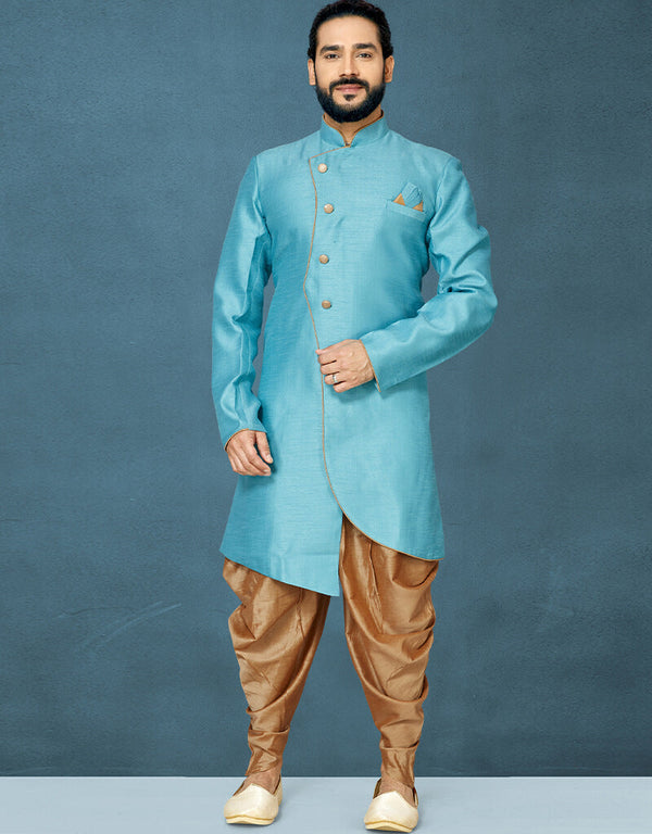 Sky Blue Kurta Dhupion Art Silk Dhoti