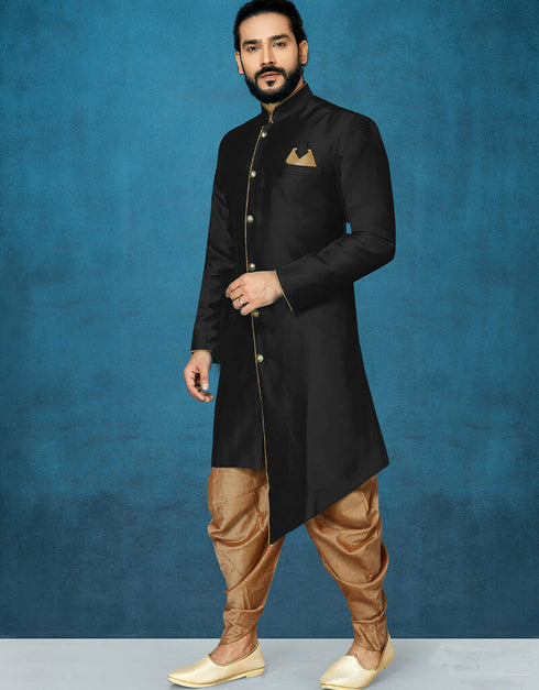 Black Kurta Dhupion Art Silk Dhoti