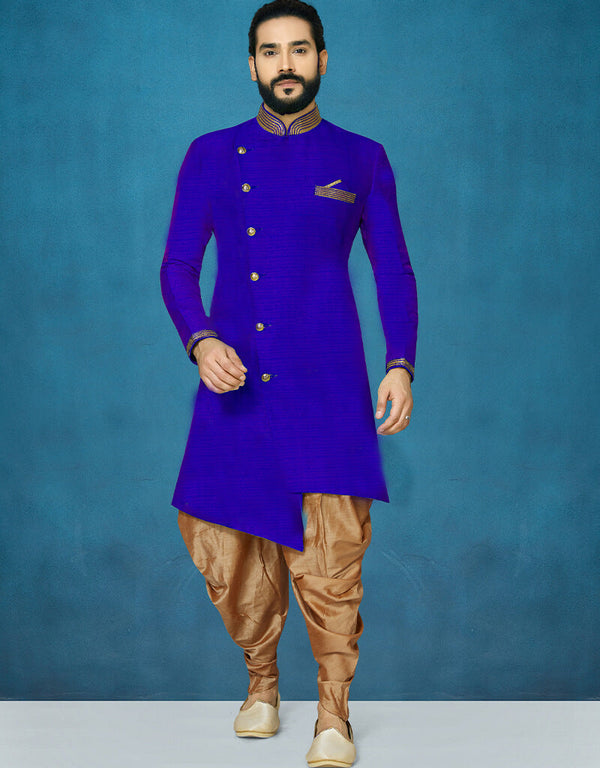 Royal Blue Kurta Dhupion Art Silk Dhoti
