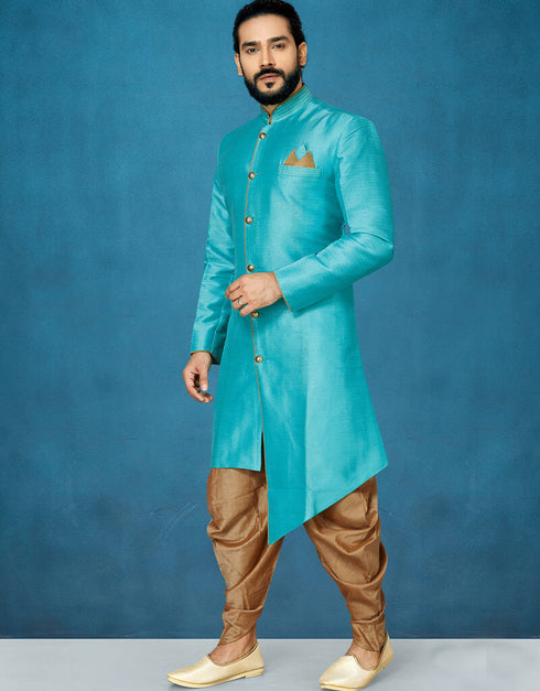 Sky Blue Kurta Dhupion Art Silk Dhoti