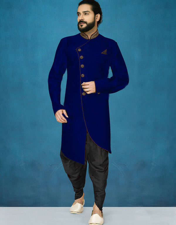 Navy Blue Kurta Dhupion Art Silk Dhoti