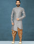 Gray Kurta Dhupion Art Silk Dhoti