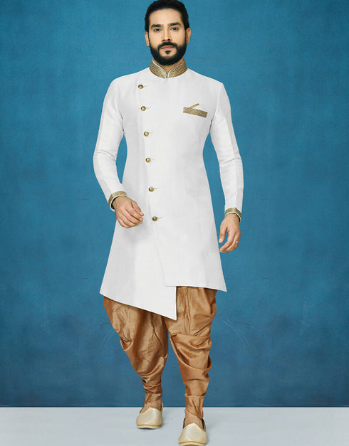 White Kurta Dhupion Art Silk Dhoti