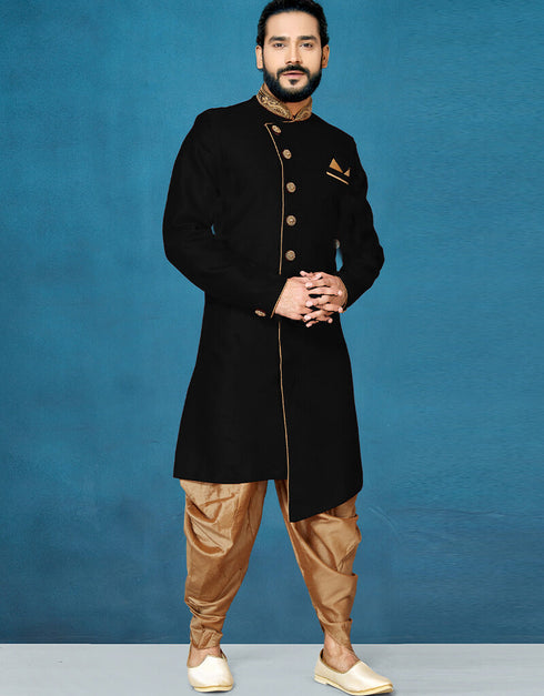 Black Kurta Dhupion Art Silk Dhoti