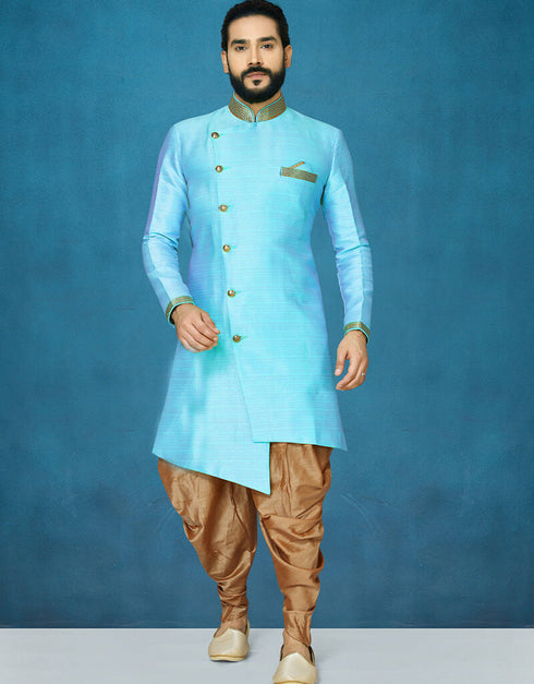 Sky Blue Kurta Dhupion Art Silk Dhoti